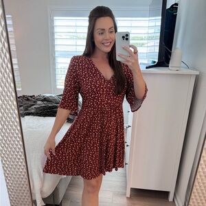 ASOS v neck burgundy swing dress-Size 14
